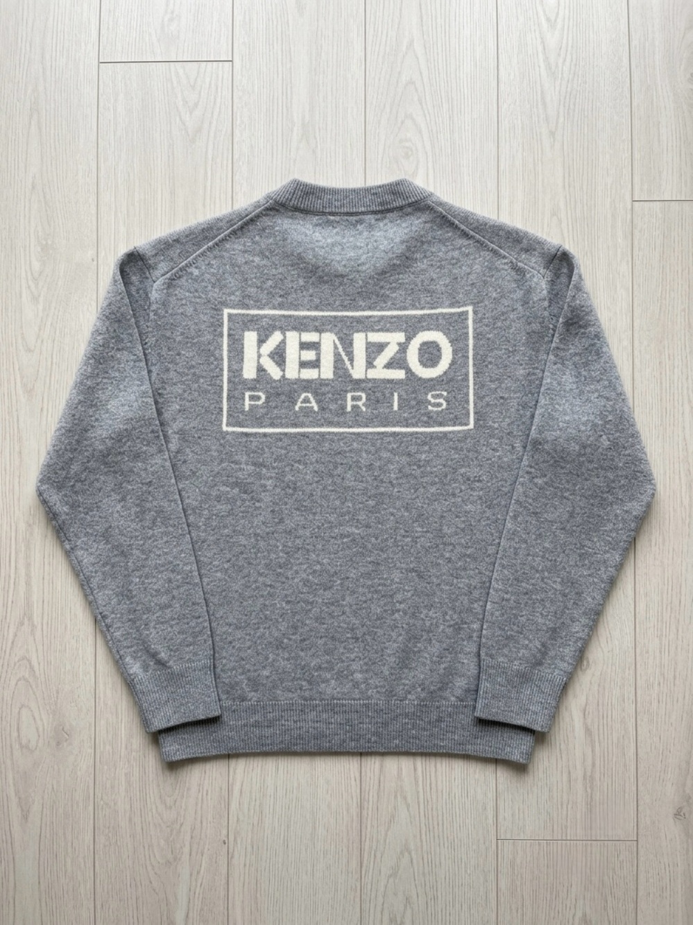 Kenzo Grey Crewneck Sweater with Ivory Logo